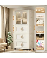 Streamdale Furniture 25.59" Wide Folding Wardrobe with Magnetic Doors and Wheels