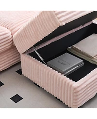 Streamdale Furniture Corduroy Sofa with Storage Feet and Pillows