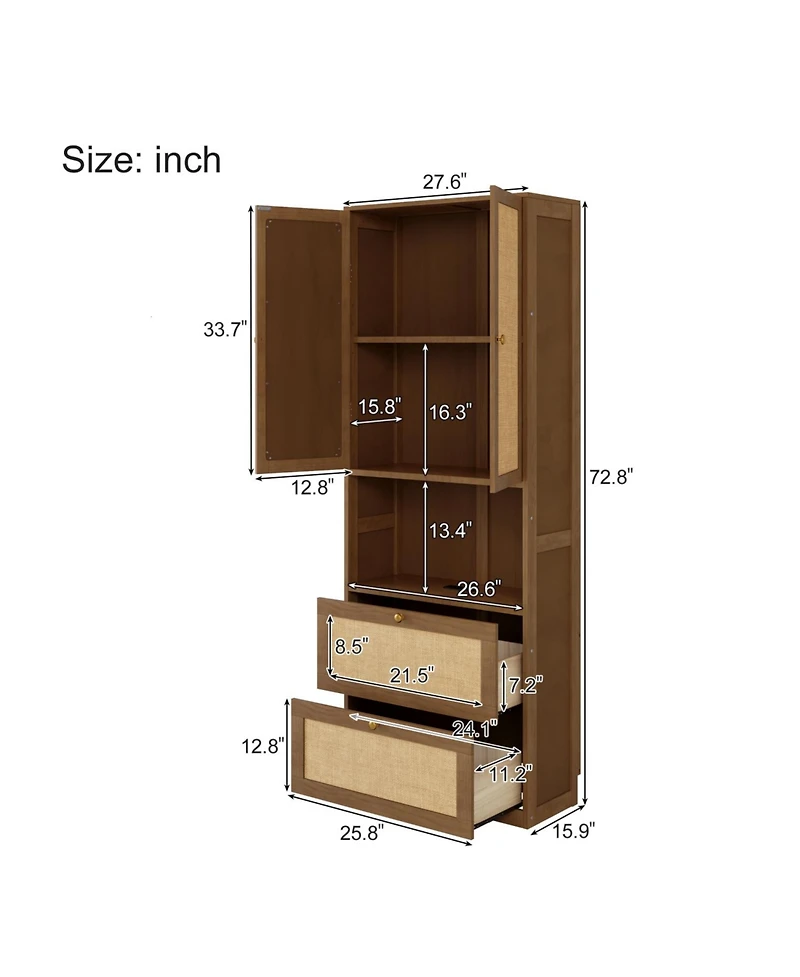 Streamdale Furniture Bookshelf with Usb 3 Drawers & 2 Doors