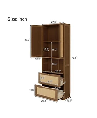 Streamdale Furniture Bookshelf with Usb 3 Drawers & 2 Doors