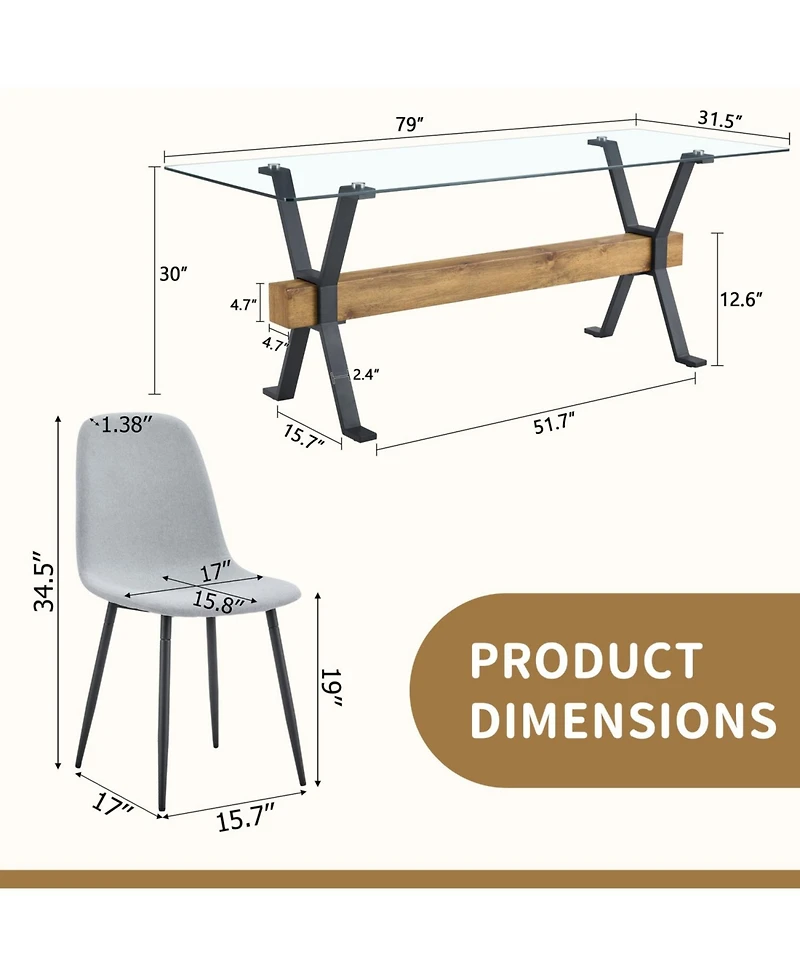 Streamdale Furniture 79" Table & 10 Gray Linen Chairs Black Metal Legs