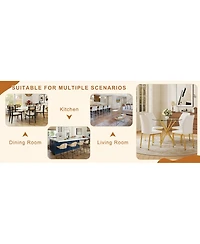 Streamdale Furniture 4-Piece Round Glass Dining Set with White-Gold Chairs