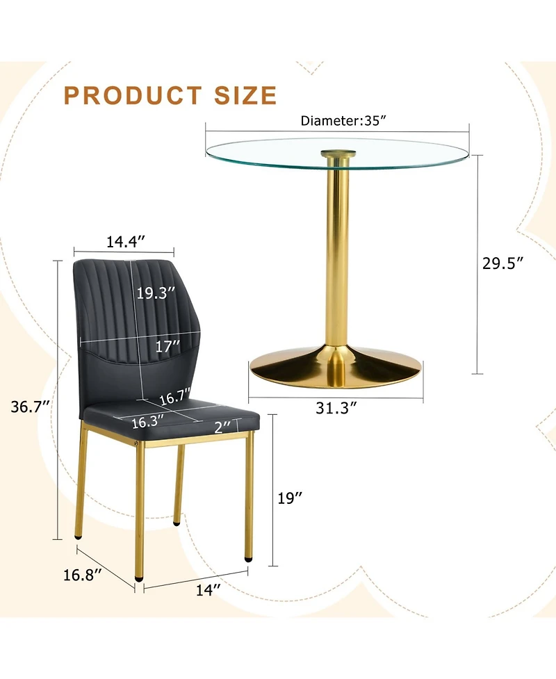 Streamdale Furniture 35" Glass Round Dining Set