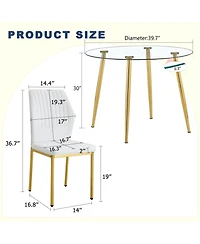 Streamdale Furniture Luxury Glass Dining Set - Gold Legs 6 Chairs