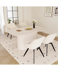 Streamdale Furniture 63" Cream Dining Table & 4 Metal Leg Chairs