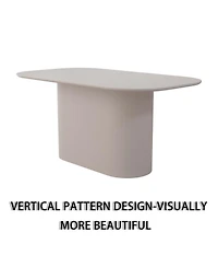 Streamdale Furniture 63" Cream Dining Table & 6 Black Chairs