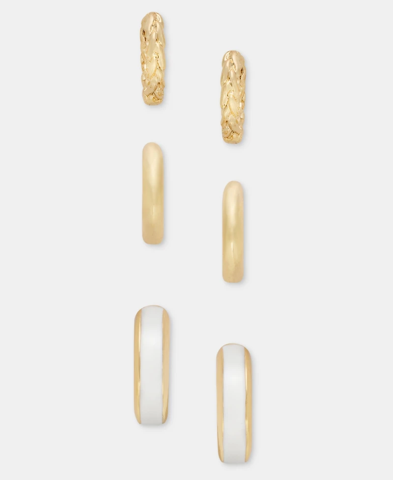 On 34th Gold-Tone 3-Pc. Set Enamel Small Hoop Earrings, Macy's Exclusive