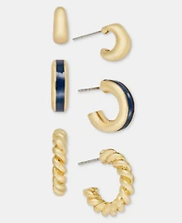 On 34th Gold-Tone 3-Pc. Set Huggie Hoop Earrings, Macy's Exclusive