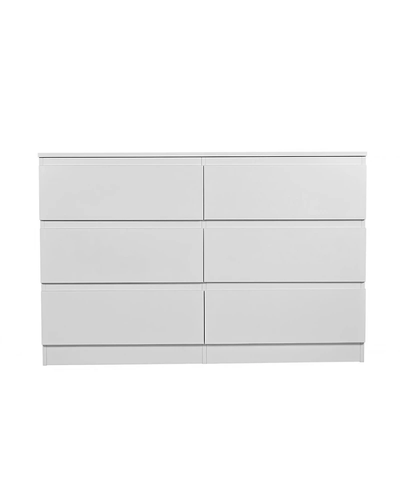 Streamdale Furniture 6 Drawer White Dresser - Modern Bedroom Storage Cabinet