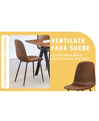 Streamdale Furniture Walnut Leg Suede Chair & Herringbone Table Dining Set