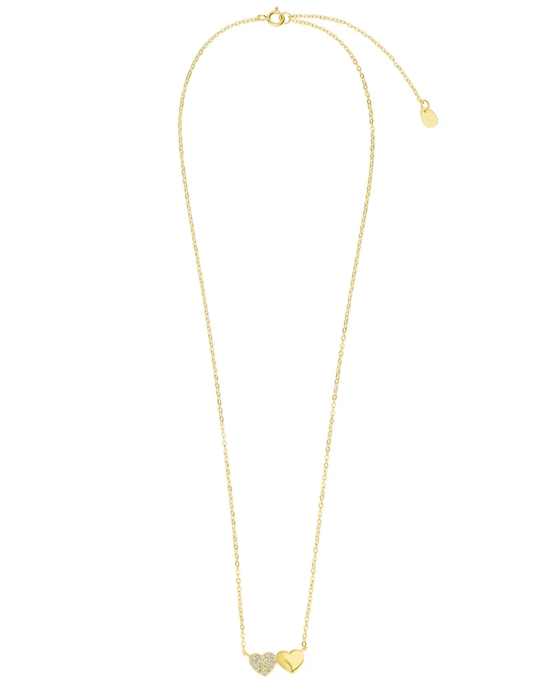 Macy's Cubic Zirconia Two Hearts Pendant Necklace