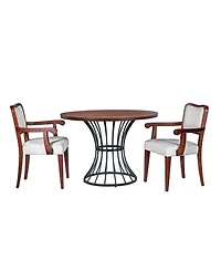 Streamdale Furniture 42" Round Oak Dining Set- Table & 2 Walnut Armchairs