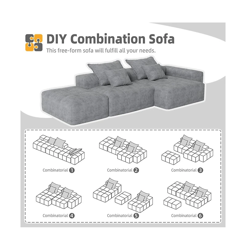 Streamdale Furniture Streamdale Modern Oversized Chenille Sectional Sofa with Ottoman & Pillows