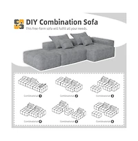 Streamdale Furniture Streamdale Modern Oversized Chenille Sectional Sofa with Ottoman & Pillows