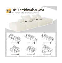 Streamdale Furniture Modern Chenille Sectional Sofa with Ottomans & Pillows - Beige