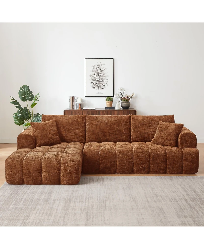 Streamdale Furniture Chenille L-Shape Sectional Sofa Sleeper Couch