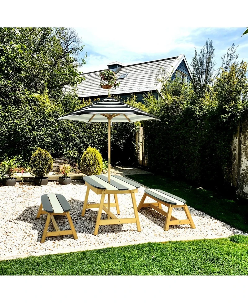 Streamdale Furniture Streamdale Naturally Playful Kids Picnic Table with Umbrella, Indoor/Outdoor Toys-Dark Blue