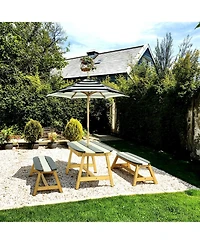 Streamdale Furniture Streamdale Naturally Playful Kids Picnic Table with Umbrella, Indoor/Outdoor Toys-Dark Blue