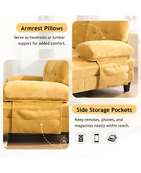 Streamdale Furniture U-Shaped Chenille Sectional Sofa with Dual Chaise & Storage - Yellow