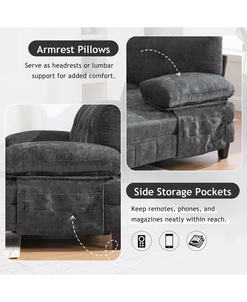 Streamdale Furniture U-Shaped Chenille Sectional Sofa with Dual Chaise & Storage