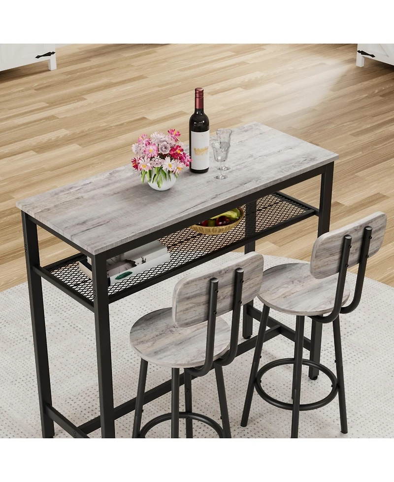 Streamdale Furniture Streamdale Bar Table & 2 Stools Set, Space Saving Pub Dining