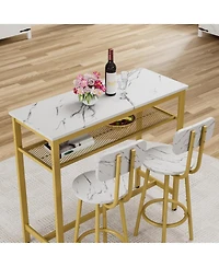 Streamdale Furniture 3-Piece Counter Height Dining Table Set, Faux Marble Top