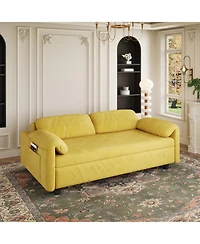 Streamdale Yellow Velvet Sofa Bed - Converts to Retractable Bed
