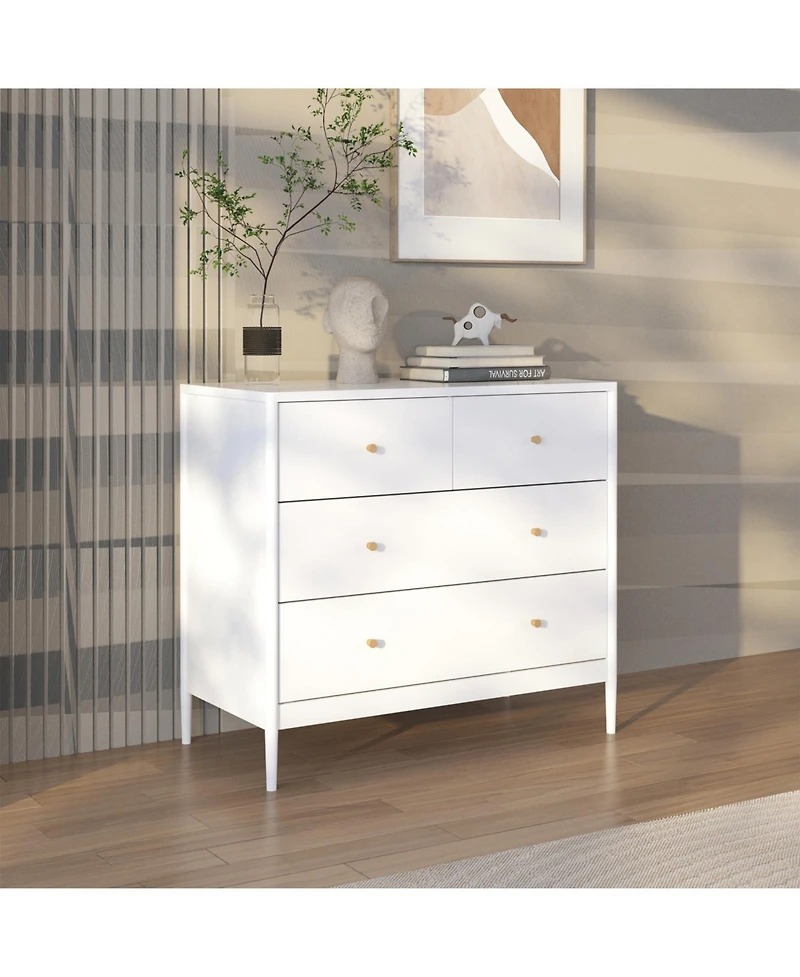 Streamdale Furniture Streamdale White 4-Drawer Kids Dresser - Toddler Bedroom/Nursery Storage