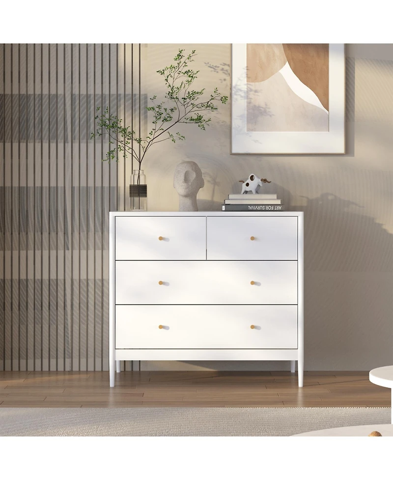 Streamdale Furniture Streamdale White 4-Drawer Kids Dresser - Toddler Bedroom/Nursery Storage