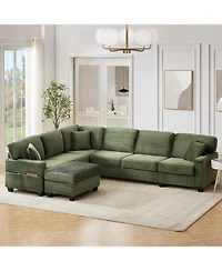 Streamdale U-Shaped Sectional Sofa with Ottoman & Storage - Green