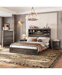 Streamdale Furniture Queen Bed Set- Storage Headboard, Nightstands, Dresser