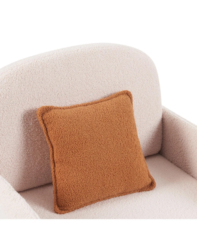 Streamdale Furniture Cream White 2-in-1 Pet-Friendly Sherpa Armchair with Lumbar Pillow