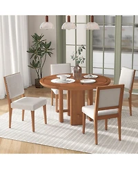 Streamdale Furniture 5-Piece Round Dining Set- Table & 4 Upholstered Chairs