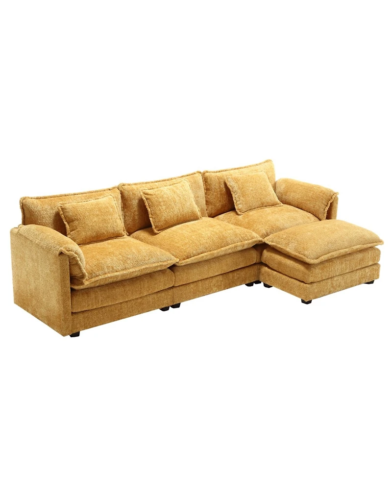 Streamdale Furniture Oversized Chenille Sectional Sofa with Ottoman & Memory Foam