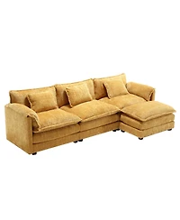 Streamdale Furniture Oversized Chenille Sectional Sofa with Ottoman & Memory Foam
