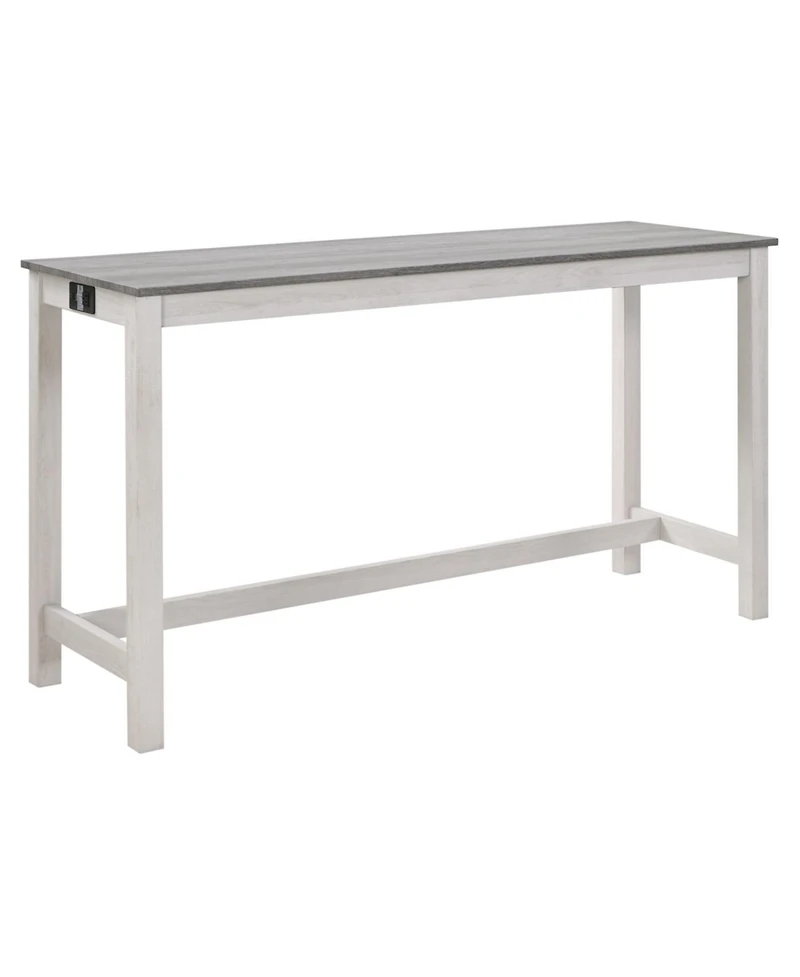 Streamdale Bar Table Set with 3 Stools, Power Outlet, White & Grey