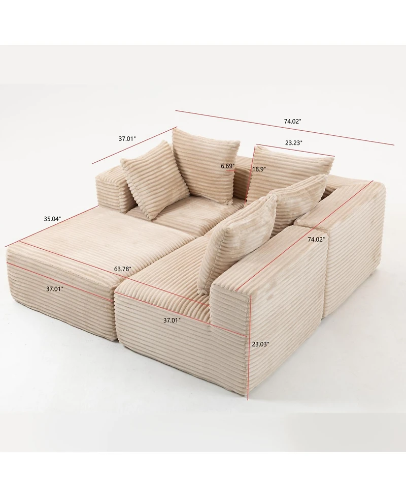 Streamdale Furniture Corduroy Modular Lounge Sofa - No Assembly