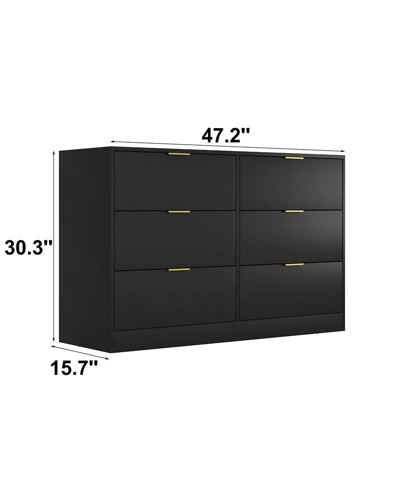 Streamdale Simply Modern 6-Drawer Dresser - Black