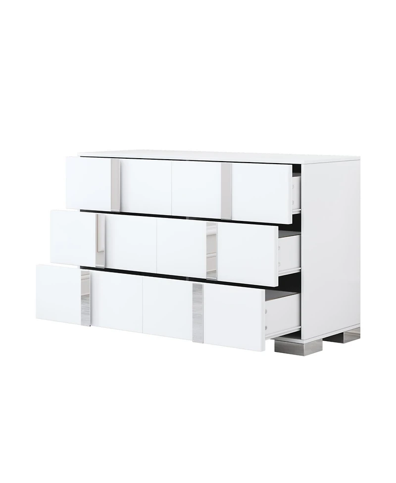 Streamdale Furniture Elegant Modern Mirrored Dresser with 6 Drawers (Old Sku WF319354AAK)