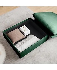 Streamdale Furniture Green Corduroy U-Shaped Sectional Sofa with Storage Ottomans