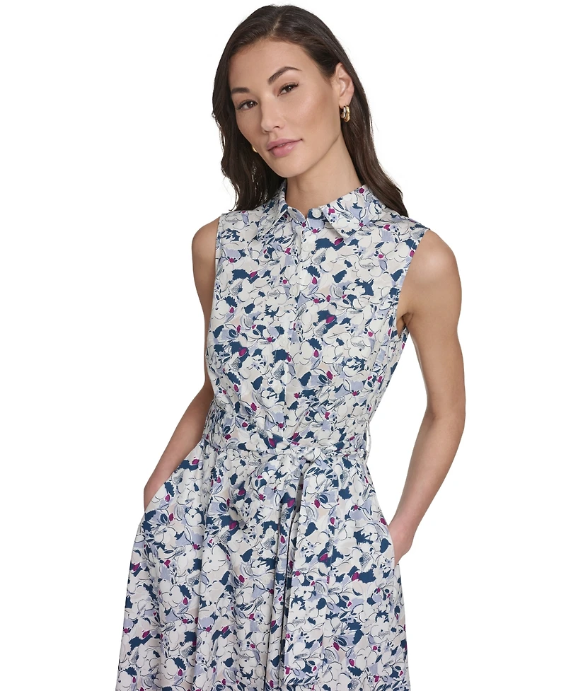 Calvin Klein Women's Sleeveless Button Front Shirt Dress