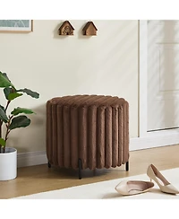 Streamdale Furniture Upholstered Round Ottoman with Metal Legs - Brown