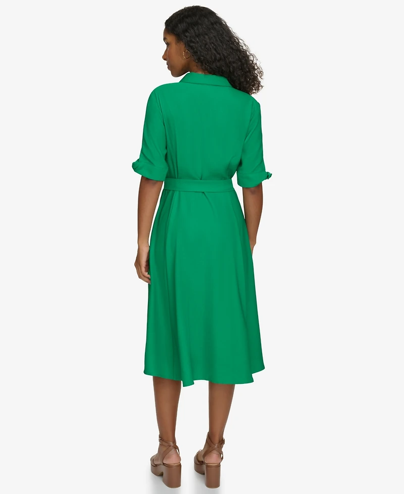 Calvin Klein Women's Tie-Sleeve Collared Shirt Dress