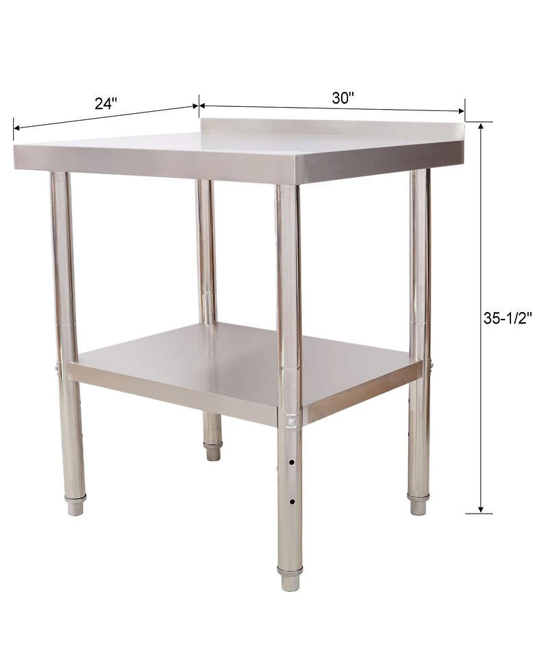 Streamdale Furniture Stainless Steel Prep Table 30x24x35.5" w/ Backsplash