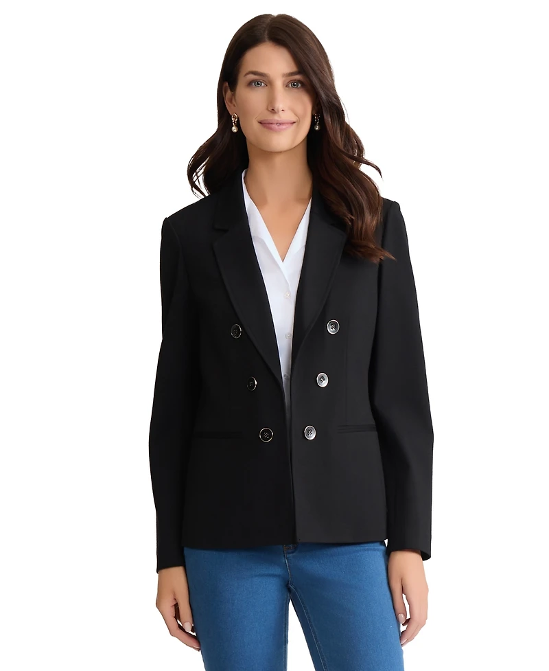 Jones New York Women's Button Front Double Breasted Compression Jacket