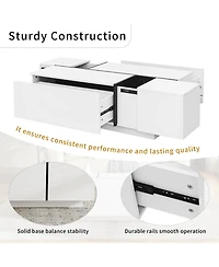 Streamdale Furniture Extendable High-Gloss Coffee Table w/ Storage Drawers