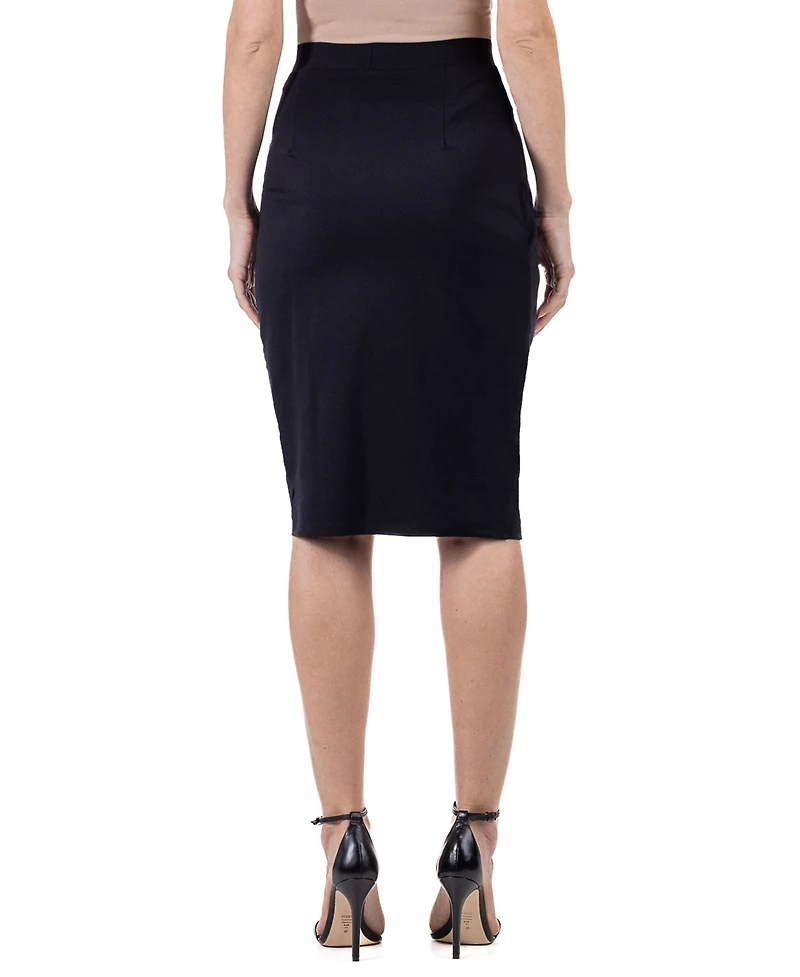 24seven Comfort Apparel Women's Elastic Waist Knee Length Tulip Pencil Skirt