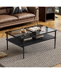 Streamdale Furniture Gray Glass Coffee & End Table Set - Modern Living Room Tables