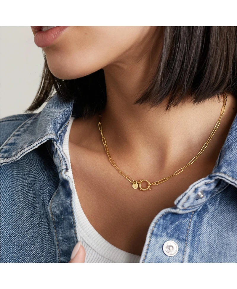 Joey Baby Gold-Plated Paperclip Chain Necklace with Toggle Clasp