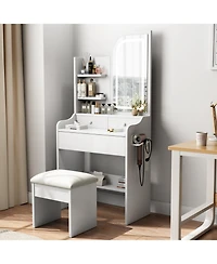 Streamdale Furniture Sturdy Makeup Table with Adjustable Led Mirror and Ample Storage